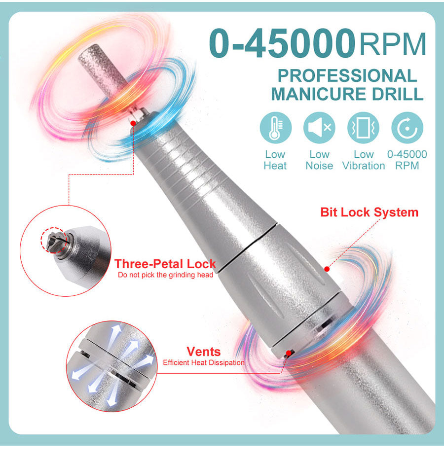 pro nail 45000rpm portable rechargeable electric file manicure