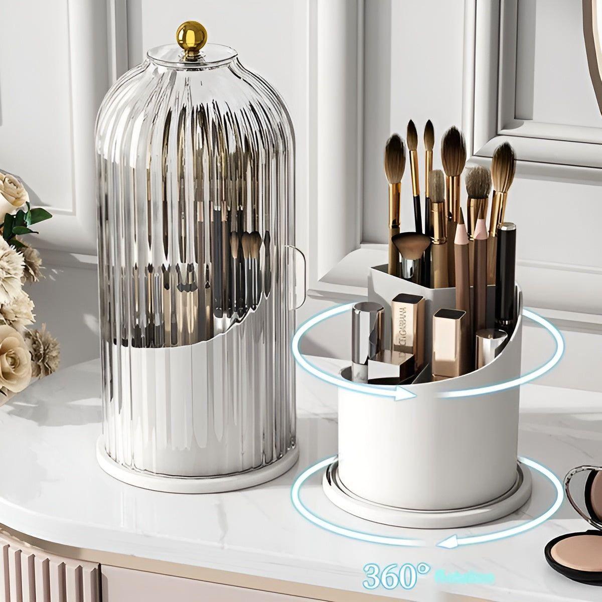 beauty spinmate 360 rotating makeup brush holder organizer