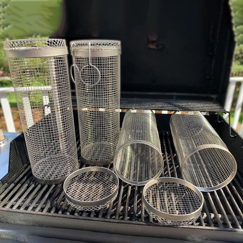 stainless steel rotating bbq grill basket