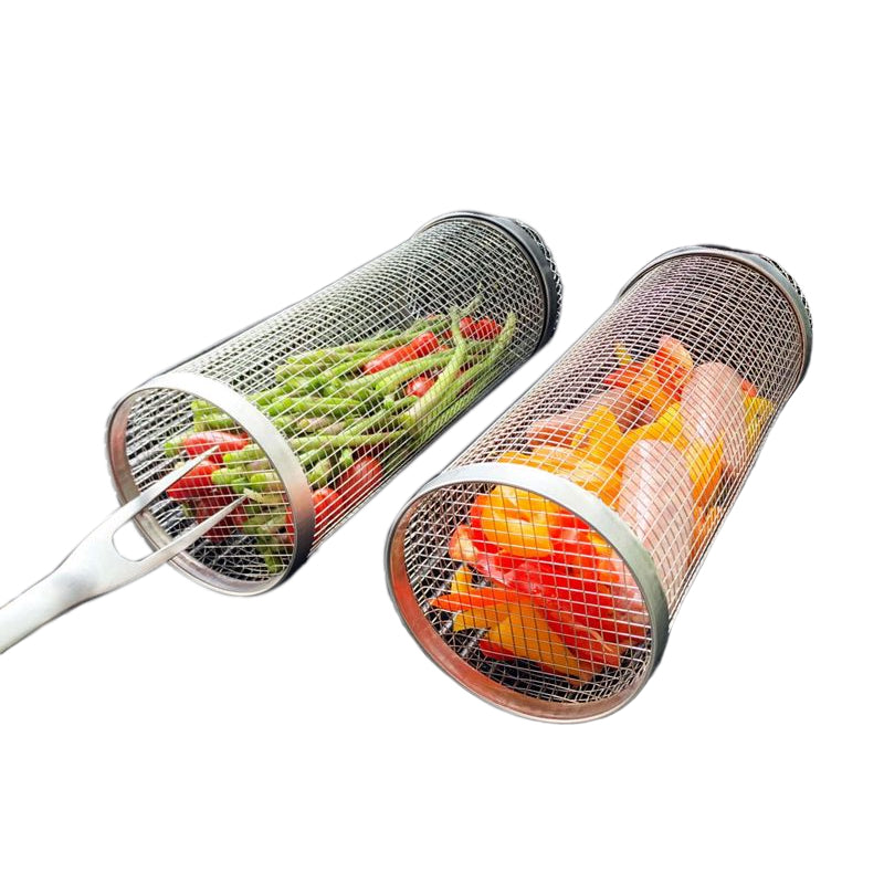stainless steel rotating bbq grill basket