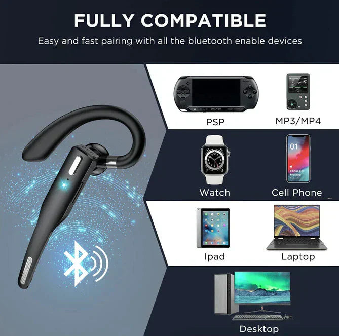 trucker dual mic wireless bluetooth noise cancelling headset earbuds