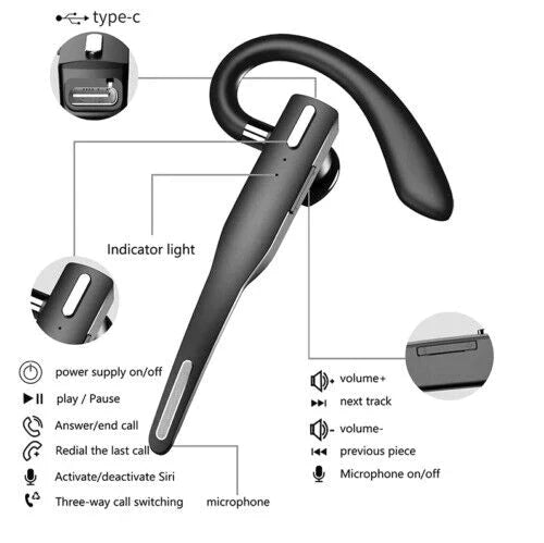 trucker dual mic wireless bluetooth noise cancelling headset earbuds
