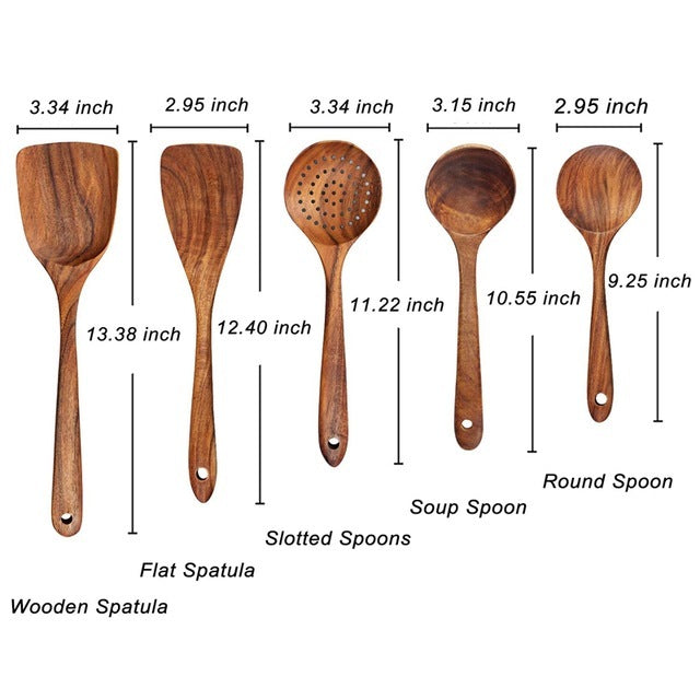 natural wood tableware kitchen tool set